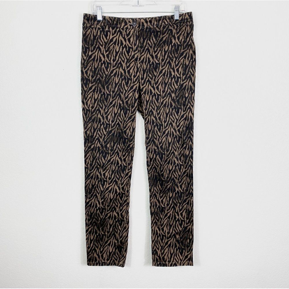 Chico’s Brown & Black Zebra Squiggle Print High Rise Crop Slim Pants